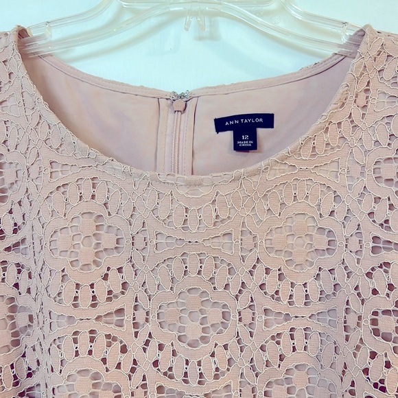 Ann Taylor blush pink lacy cut-out dress, size 12 - Picture 2 of 8